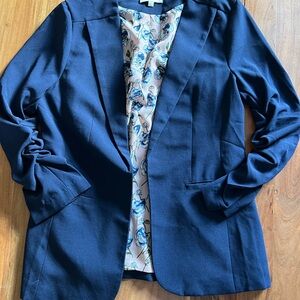 Skies Are Blue Dark Blue Blazer with Floral Lining